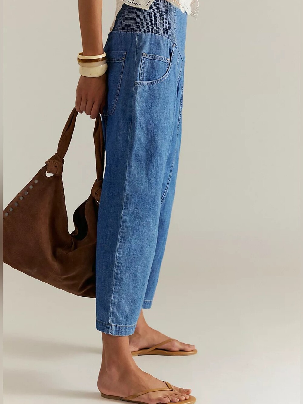 We The Free Lunan Crop Harem Jeans in Dragonfly Medium Wash - Picture 3 of 11